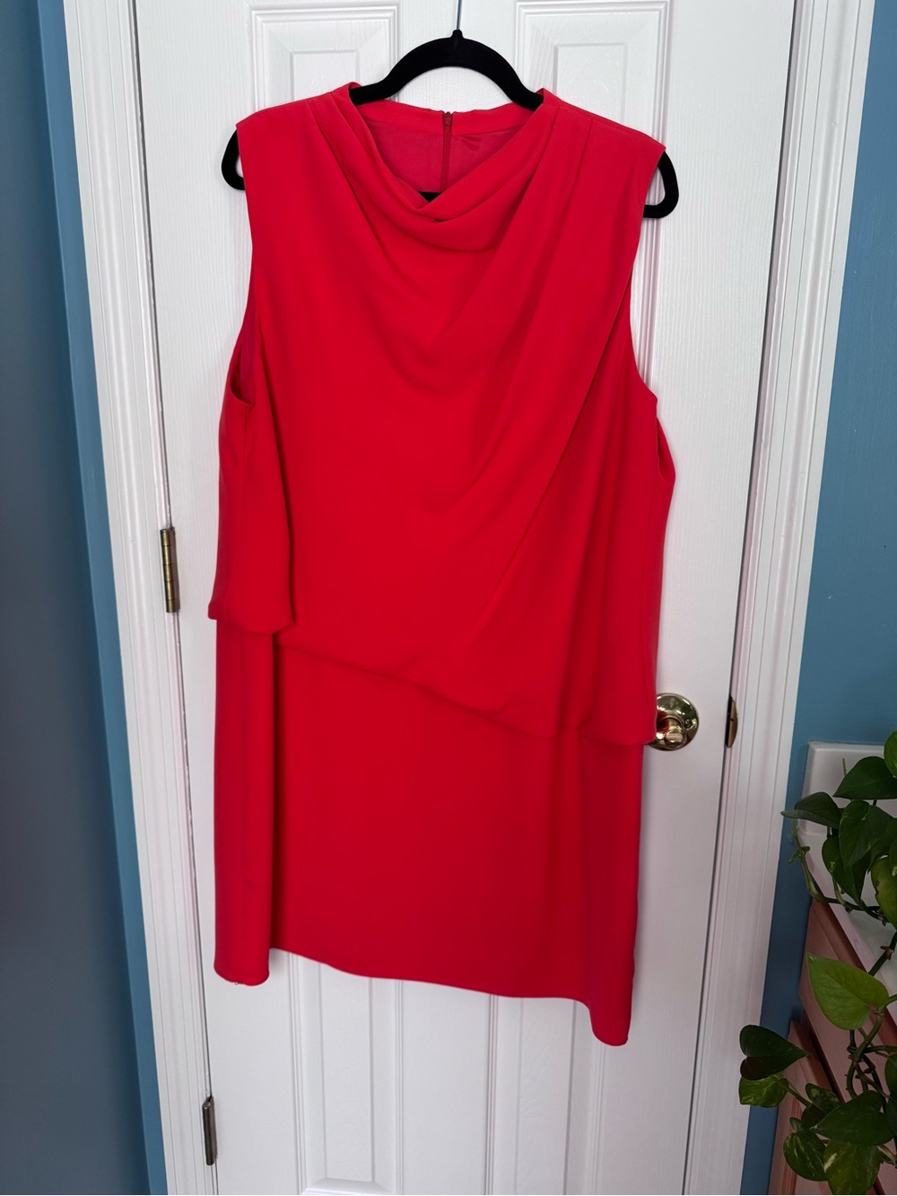Trina Turk Bright Orange Draped Neck Shift Dress
